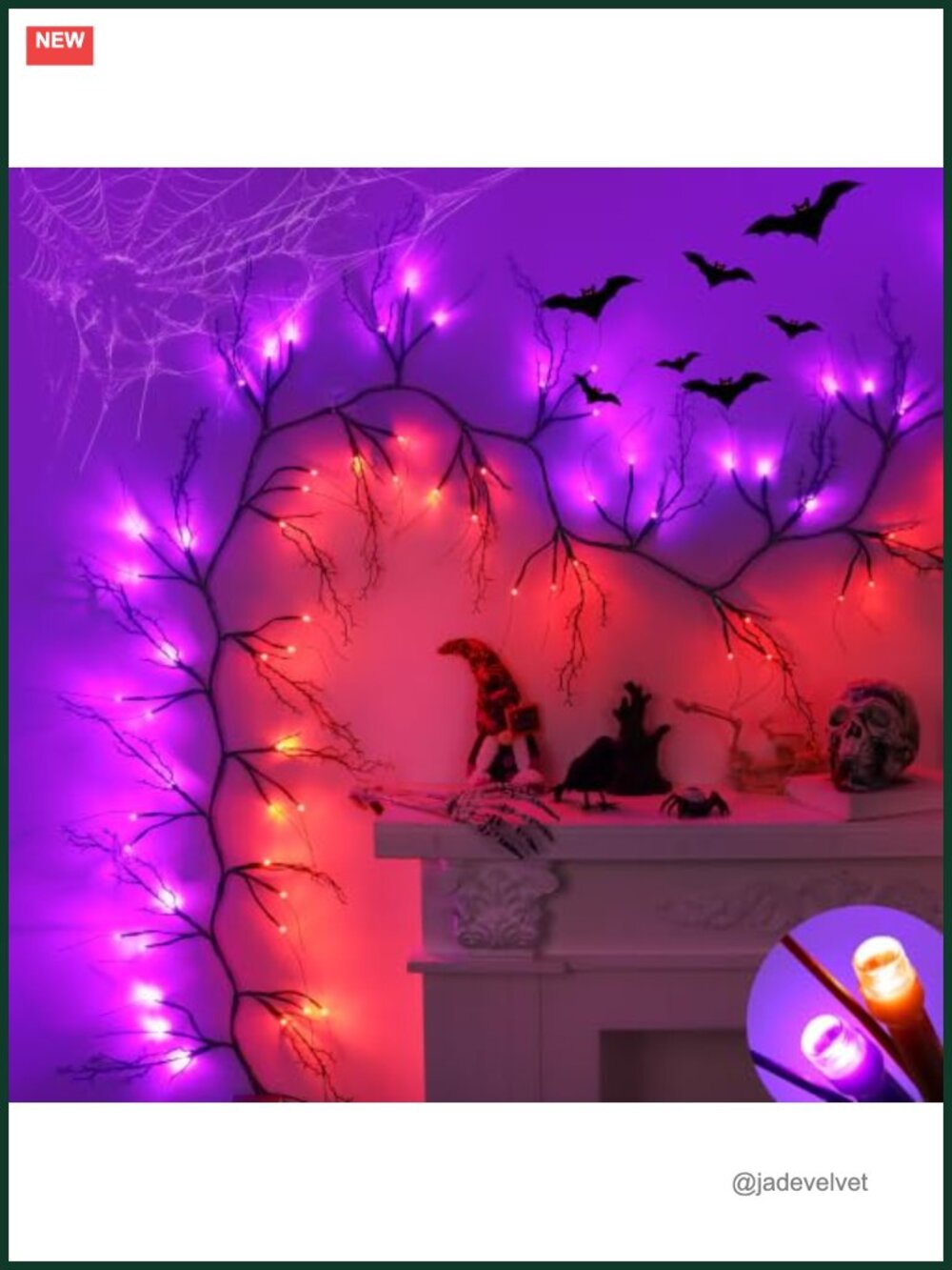 9 FT LED Willow Vine Twig Garland 72 Lights 8 Modes Timer Battery Operated